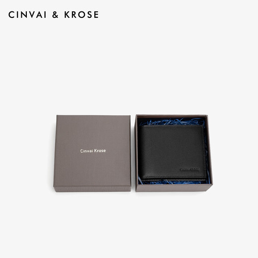 CinvaiKrose男士钱包2025新款真皮短款牛皮钱夹生日物送男友 黑色