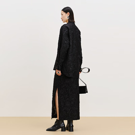 AUM (AUM) Easy Suit AUM AUM 2025 Spring New New Chinese Jacquard Cutout Shirt Black Skirt Black Shirt S