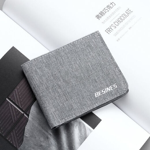 Luyid-Brieftasche Herren-Leinwand Münzbrieftasche kleine tragbare Kartenbeutel mit großer Kapazität Kartentasche Typ Zertifikat Beutel tragen schwarze Stoffbrieftasche [6 Kartensteckplätze + 1 Spiegelfensterschlitz + große Banknoten Priorität Canvas Stoff-[verdickte Anti-Diebstahl und Anti-Magnetic]