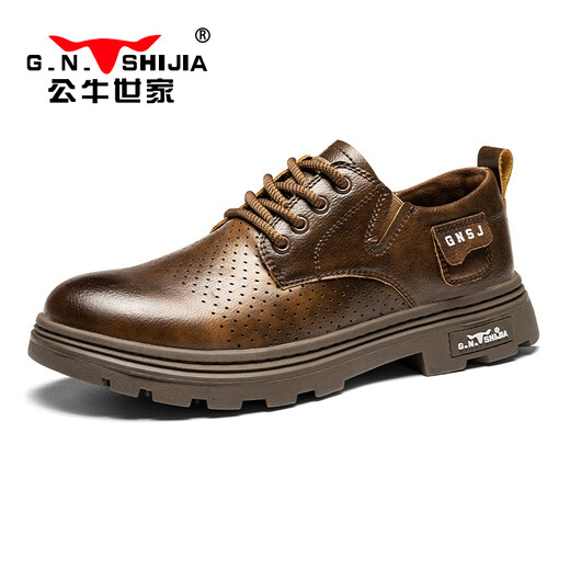 Bull Family Herrenschuhe 2025 SOMMER NEUER HOOL HOOL AMMREHALE RETRO CLASSIGKEITENLEDERSUSSUSSUSSCHUSS MARTIN SHOUS STOUTS BRONZE [Hollow atmable Style] GN124101179 43 (Sportschuhe Größe)