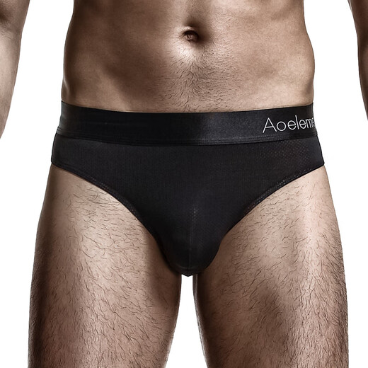 Men's low-waisted solid color U-convex elastic tight-fitting ice silk sexy T-panties, slippery butt-revealing breathable thong T-panties for sports, 2 pack, mixed color, 2 pairs XL