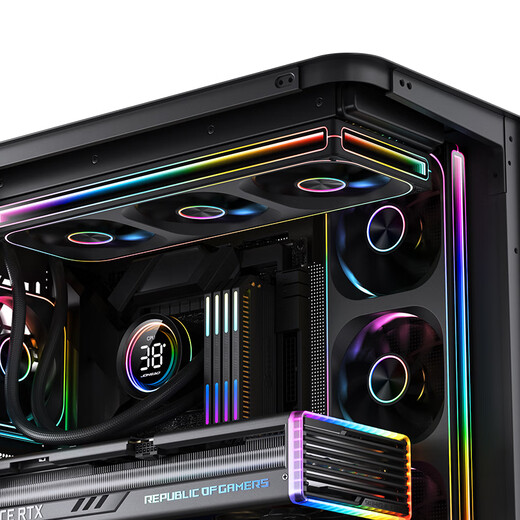 JONSBO (JONSBO) TH-360 black integrated water-cooling radiator (conjoined 4-sided millelay mirror fan/one-line connection to the motherboard/cold head digital display/software/thousand-layer mirror light effect)