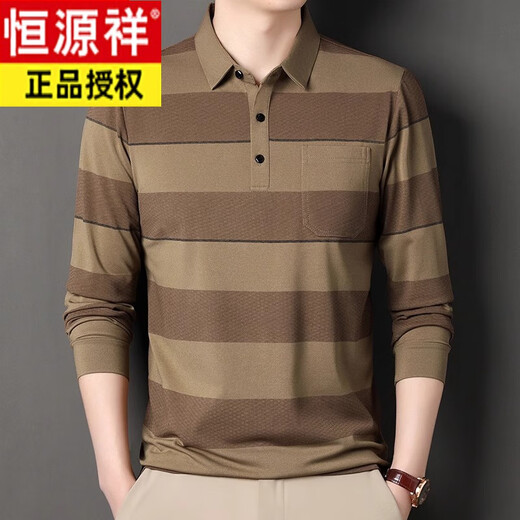 Hengyuanxiang Langarmes Hemd Herren Pure Cotton Revers Striped Basis-Hemd mittleren Alters und älterer Dünner Herbst des Herbstes 9902 Blau M 165 suggeriert 100-120jin [Jin ist gleich 0,5 kg]