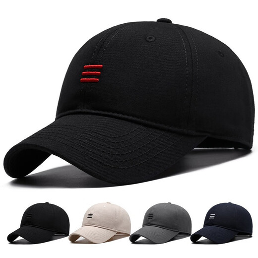 川玖田一棒球帽男大头围帽子男球帽显脸小遮阳帽鸭舌帽户外登山男帽遮阳帽 黑色红杠 均码 均码适合正常头围(55-59CM)