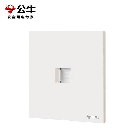 公牛（BULL）开关插座五孔大面板插座网线网络86型墙面暗装G57肤感米绒白 一位电脑插座(六类）
