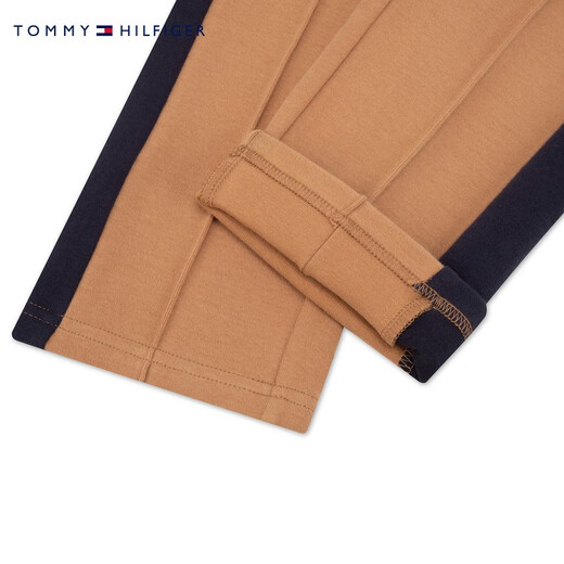 Детская одежда Tommy Hilfiger, мужчина и женская контрастная цветовая сплайсинг эластичная талия, в кампусе модные спортивные повседневные брюки и брюки 12047 Хаки черный цвет сплайсинг 681 л/160 см.