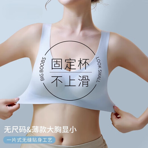 俞兆林（YUZHAOLIN）无痕内衣女士小胸聚拢收副乳无钢圈运动美背心式文胸罩薄款 NSDYT-蓝色 M 【建议体重80-120斤】