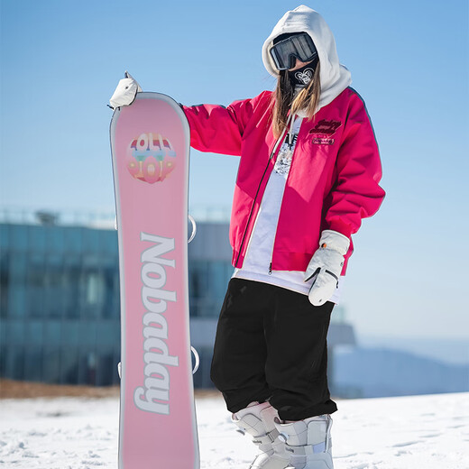 NOBADAY Damen Herbst- und Winter-Skibekleidung, Skihosen-Set, winddicht, wasserdicht, warm, verdickt, Freizeitjacke, 12001, Rosenrot, S