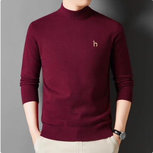 Mr.hippies high-end brand autumn and winter new half turtleneck solid color cashmere sweater men's casual knitted sweater thick base layer half turtleneck black XL (recommended 130-150Jin Jin equals 0.5kg)