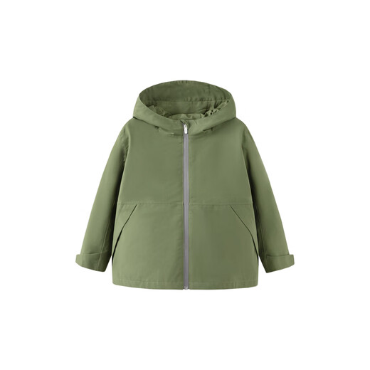 Mini Bala Waterproof and Breathable Autumn New Windproof Waterproof and Breathable Children's Outdoor Jacket for Boys and Girls Military Green 40619 120
