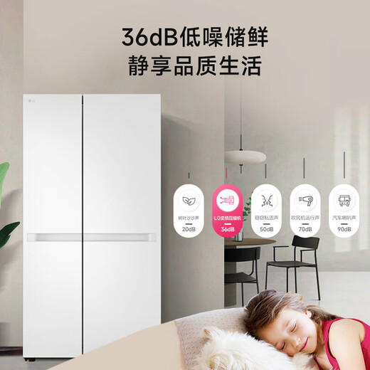 LG664升对开双门冰箱家用大容量 风冷无霜智能变频节能 超薄嵌入式电冰箱 家用冷冻冷藏 储鲜低噪音 【2024新品推荐】白色S674MEG11D