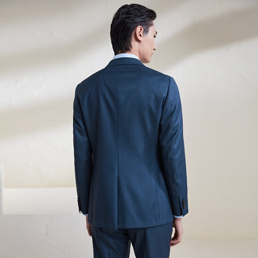 Angel Bird Suit Men's Spring Business Formal Suit Sheep Wool Suit Blue Stripe Work Suit Pants Suit Western Blue Stripe 48 B(175/100) /Please note waist or pants