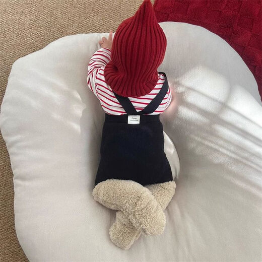 Jingmengyuan ins Korean infant plush socks for men and women winter warm coral velvet socks shoes non-slip floor socks light khaki plush socks