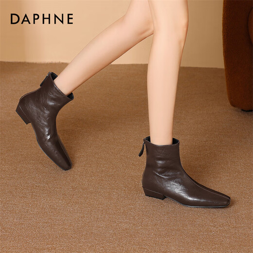 Daphne Short Boots Women's Low Heel Ankle Boots 2025 New Versatile Autumn British Style Autumn and Winter Women's Boots Brown 38 (240mm) Standard Size