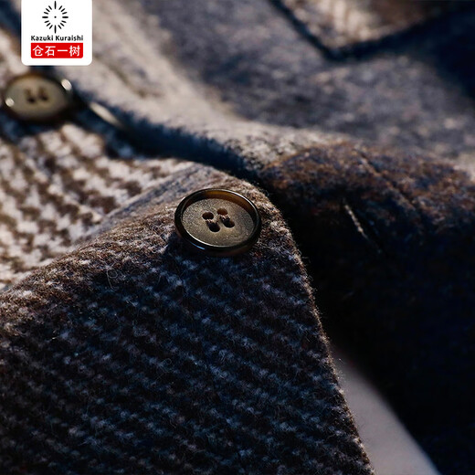 Kuraishi Kazuki trendy brand Pi Shuai 2025 spring and autumn lapel woolen shirt jacket men's thickened high-end light luxury casual plaid jacket brown 2XL
