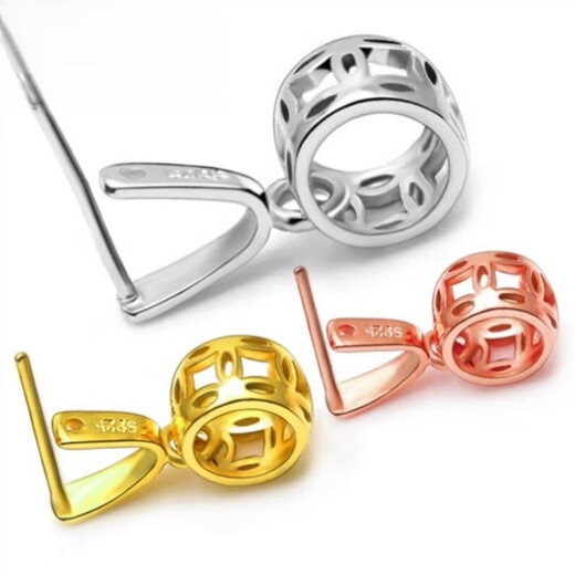 Fat Donglai's same style universal buckle head 18k gold necklace pendant buckle joint jade pendant special jade pendant buckle clip style 1/small size/white gold)