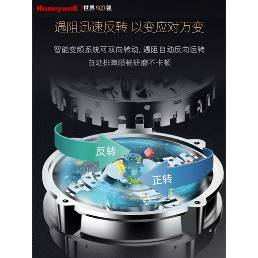 Honeywell Food Waste Disposer Kitchen Household Food Waste Disposer Kitchen Waste Shredder Classic H6-Obsidian Black