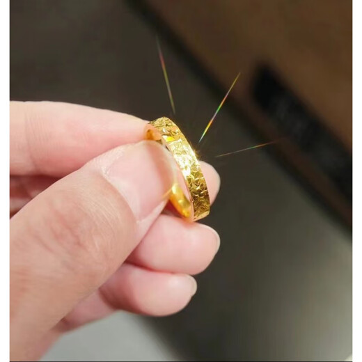 Fat Donglai's same style broken ice ring yellow l gold ring broken ice ice broken gold ring autumn and winter prosperous wealth ring super flash broken gold ring silver version plated with 24k gold opening adjustable