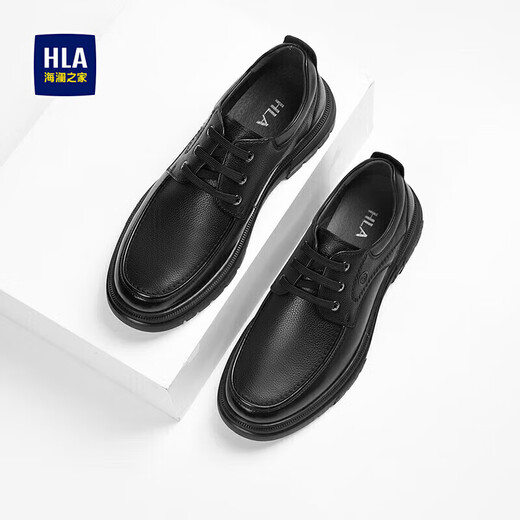 Hailan House HLA Leather Shoes Men's First Layer Cowhide Shoes Men's Autumn and Winter Formal Business Casual Shoes Men 010A Black 42