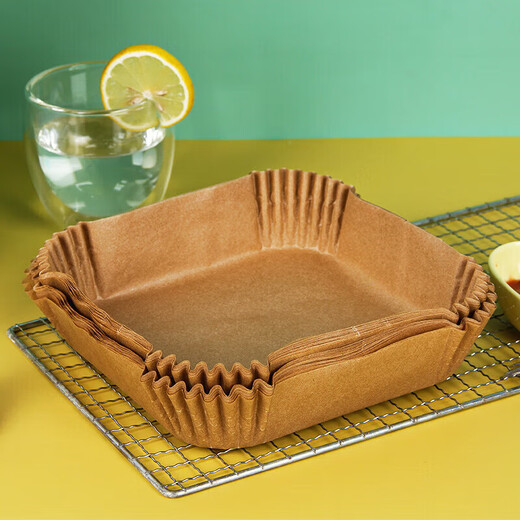 Xunliba air fryer special paper square silicone oil absorbent paper plate tin foil baking oven fryer pad paper aluminum foil natural color (universal) square air fryer paper 50 sheets