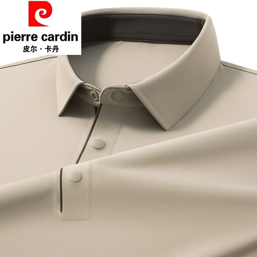 Pierre Cardin high-end light luxury plus velvet thickening autumn high-end long-sleeved T-shirt polo shirt lapel brushed slim bottoming shirt for men Mi Xing 2XL 180