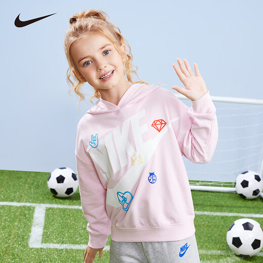 Nike Nike pour enfants pour enfants Sweat à capuche en coton pour filles printemps et automne pour enfants confortable Terry Casual Tops Petit bébé