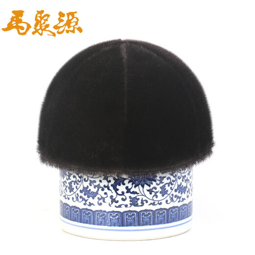 Majuyuan Chinese time-honored brand winter youth British small-brimmed top hat middle-aged and elderly retro hat seal wool sheepskin strip knight hat A seal baseball cap brown 56cm