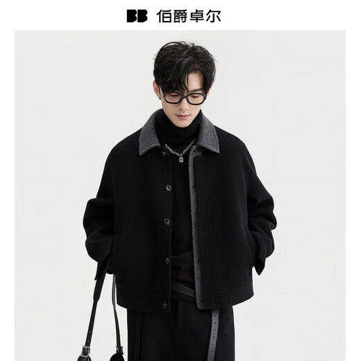 Piaget Zall full wool contrast stitching double-sided woolen jacket men's 2025 autumn and winter new commuter warm down jacket men's mountain gray regular version without liner-Z5416081B1A L (175)