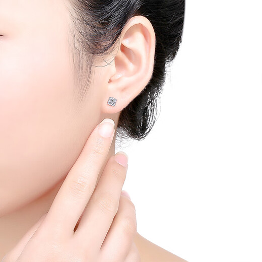 Saturday Fortune PT950 platinum earrings for women, square national flower PT093962, about 1.36g, a pair, birthday gift