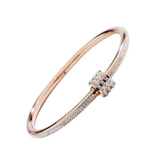 Muqian titanium steel does not fade, light luxury, high-end, full diamond bracelet, women's bracelet, Roman numerals, small waist, simple gypsophila full diamond bracelet, gold - titanium steel, diameter about 5.9cm, inner diameter 5cm