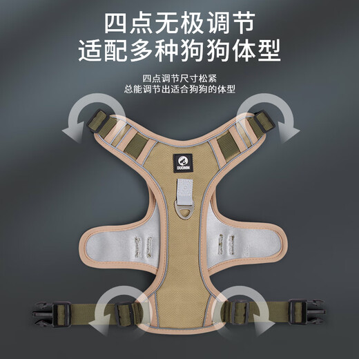 COCS dog harness for medium and large dogs, vest-type traction rope, anti-collision and explosion-proof Labrador Golden Retriever Shiba Inu border collie dog leash 1 Khaki dog harness - 1.5m dog leash 1 L-(chest 54-71cm recommended 28-45 Jin Jin equals 0.5 kg)