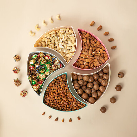 Daisy Leaf dried fruit snack storage box candy box dried fruit melon seeds nuts fruit coffee table New Year storage box five-compartment with lid