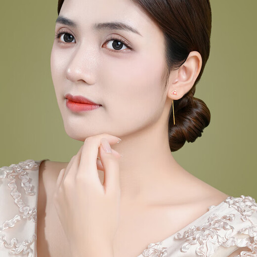 Chao Acer Flower Rhyme Yellow 18K Gold Ear Wire Earrings Women's Colorful Gold Earrings for Girlfriend's Birthday Gift Lotus Single Style