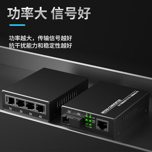 迈绅千兆光纤收发器 单模单纤光纤收发器 工业级1000M网络光端机 光电转换器 一对 百兆【1光4电】25KM（1对）