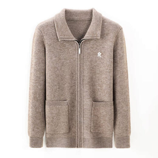Mengtejiao Herrenkleidung, Herbst und Winter verdickte gestrickte Woll-Strickjacke, mittlere und ältere Menschen, lose und schlankes Geschäft Casual Warm Jacket 9921 Kamel M 165 [Empfohlen 100-115jin [Jin gleich 0,5 kg]]]