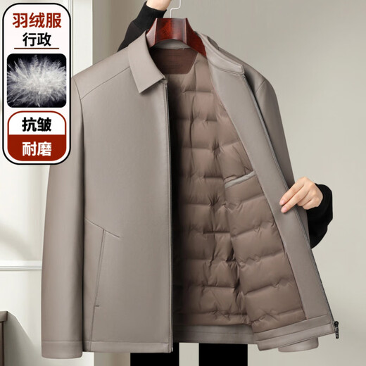 FOSEKI international luxury high-end brand new winter men's thickened liner leather jacket middle-aged warm dad wear windproof black 4XL suitable for 180-200Jin Jin equals 0.5 kg