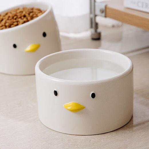 Congteng ceramic cat bowl water bowl neck cat bowl cat bowl ceramic chick crooked neck cat ceramic bowl cat bowl pottery slant mouth + flat mouth