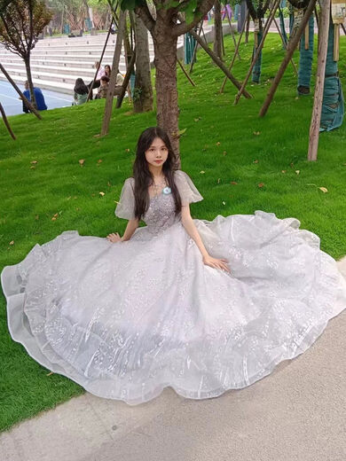 Lingka Qi Vestido de noche francés para mujeres 2023 Nuevo host de cumpleaños de alta gama Anfitrión de música vocal examen de arte de música para adultos Color 2xl
