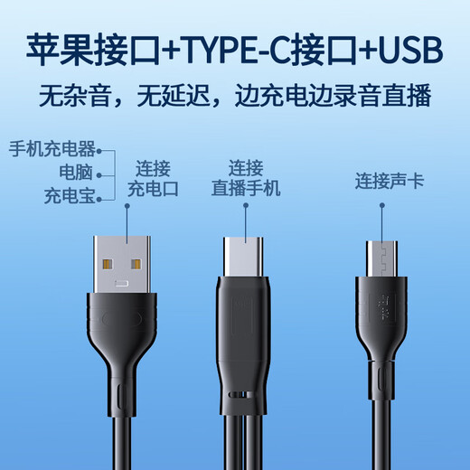 Good Shepherd Sound Card Live Broadcast Microphone OTG Data Cable Apple Android Phone Type-C Cable High-Fidelity Live Streaming Adapter Audio Cable While Charging Type-C Sound Card Interface OTG Cable Type-C Version