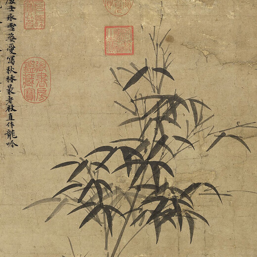 元倪瓒春雨新篁图墨竹图古代花鸟画卷轴复仿古画挂画 元钱选芙蓉鸳鸯图12392 40X72厘米（喷绘画心尺寸） 装裱