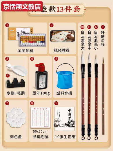 Chong Xing Chinese Painting Pigments Beginner Set Chinese Painting Supplies Tools Complete Set of Ink Painting Introductory Materials Primary School Students Art Teacher Recommended 12 Colors 12ml
