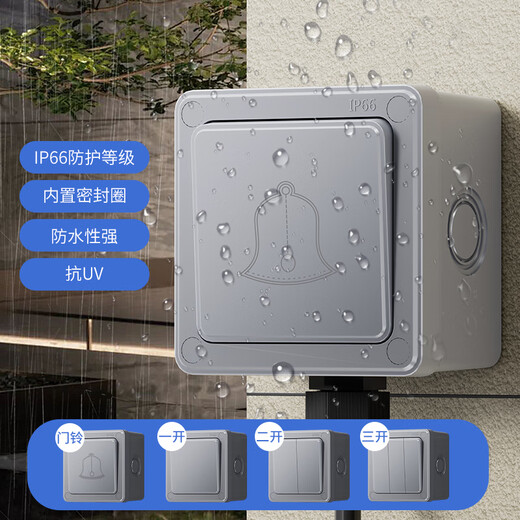 International electrician outdoor waterproof switch IP66 outdoor waterproof box surface-mounted rainstorm light power supply dual control protection one-on switch