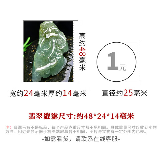 千载一玉 翡翠貔貅吊坠 男士冰底淡绿色玉貔貅玉石皮丘玉坠玉佩 带证书 款七 QZF3895f
