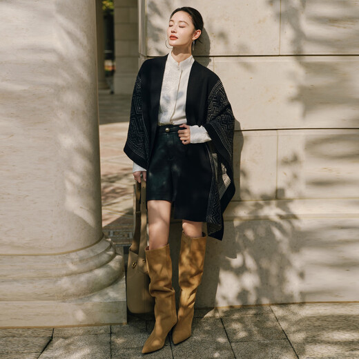 EP Yaying Blue Label Series丨 National Style Stand Collar Mulberry Silk Long Sleeve White Shirt 2025 Autumn and Winter New Style 2218A White S