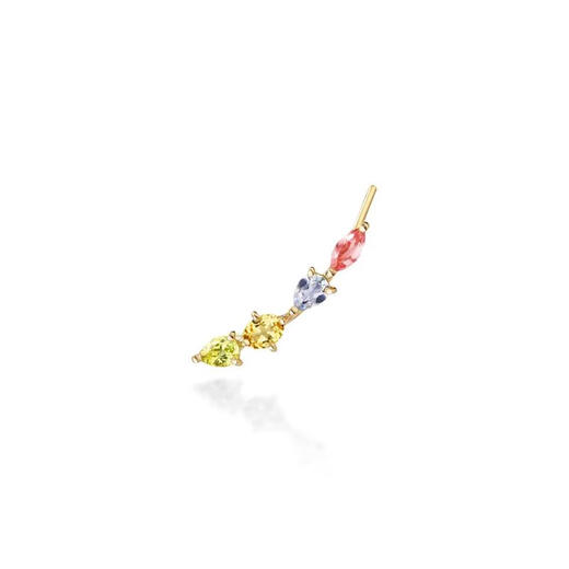 AHKAH women's ear clips are exquisite, elegant, fashionable and lightweight 18K gold pink topaz tanzanite yellow beryl picture color