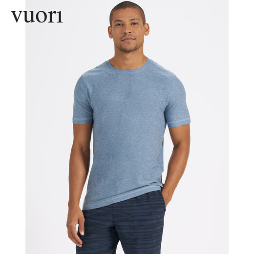 VUORI Strato Men's Fitness Training Short-Sleeved T-Shirt Sports and Leisure V126 Blue/Cloud Heather L 180