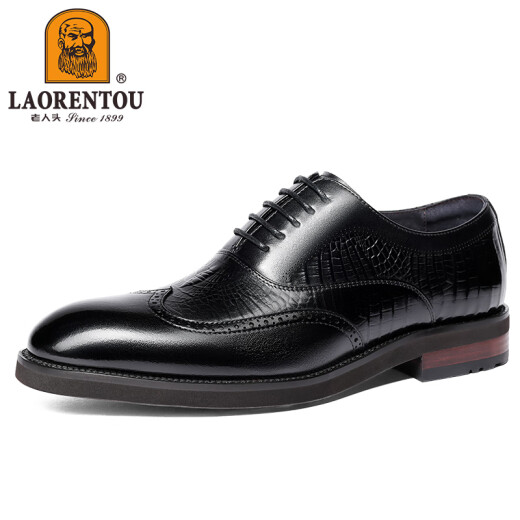 Zapatos de cuero de cabeza más antiguos zapatos formales de lujo de lujo zapatos para hombres zapatos de boda de la boda ladrillo de la vaca británica summer marrón lrt12591 negro 42