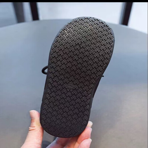 Shepherd cow (MUTONGNIU) first-layer cowhide children's leather shoes with velvet for winter, boys' black leather shoes, girls' Martin boots, soft-soled large cotton shoes, black thin velvet second cotton 34, inner length about 21.5cm