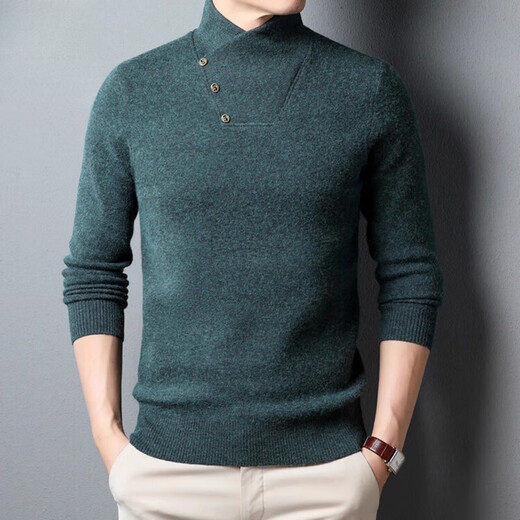 Hengyuanxiang autumn and winter new Doss wool sweater wool men's personalized turtleneck slim sweater 100 goat cashmere C1170 black M 165