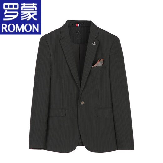 罗蒙（ROMON）抗皱免烫西服男士套装韩版修身英伦新郎结婚礼服商务正装休闲西服 a深灰色纹理9905【西服+西裤+马 M